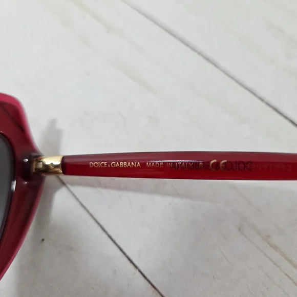 Dolce and Gabbana 52mm Cat Eye Sunglasses Bordeaux Red Women's Designer Sunnies - Picture 6 of 8